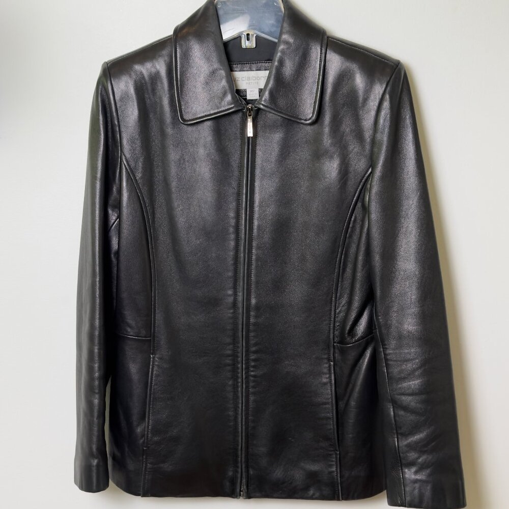 Black Leather Jacket (size M Petite)